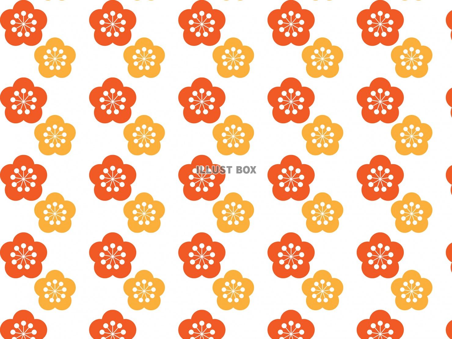 梅柄の背景　オレンジ系