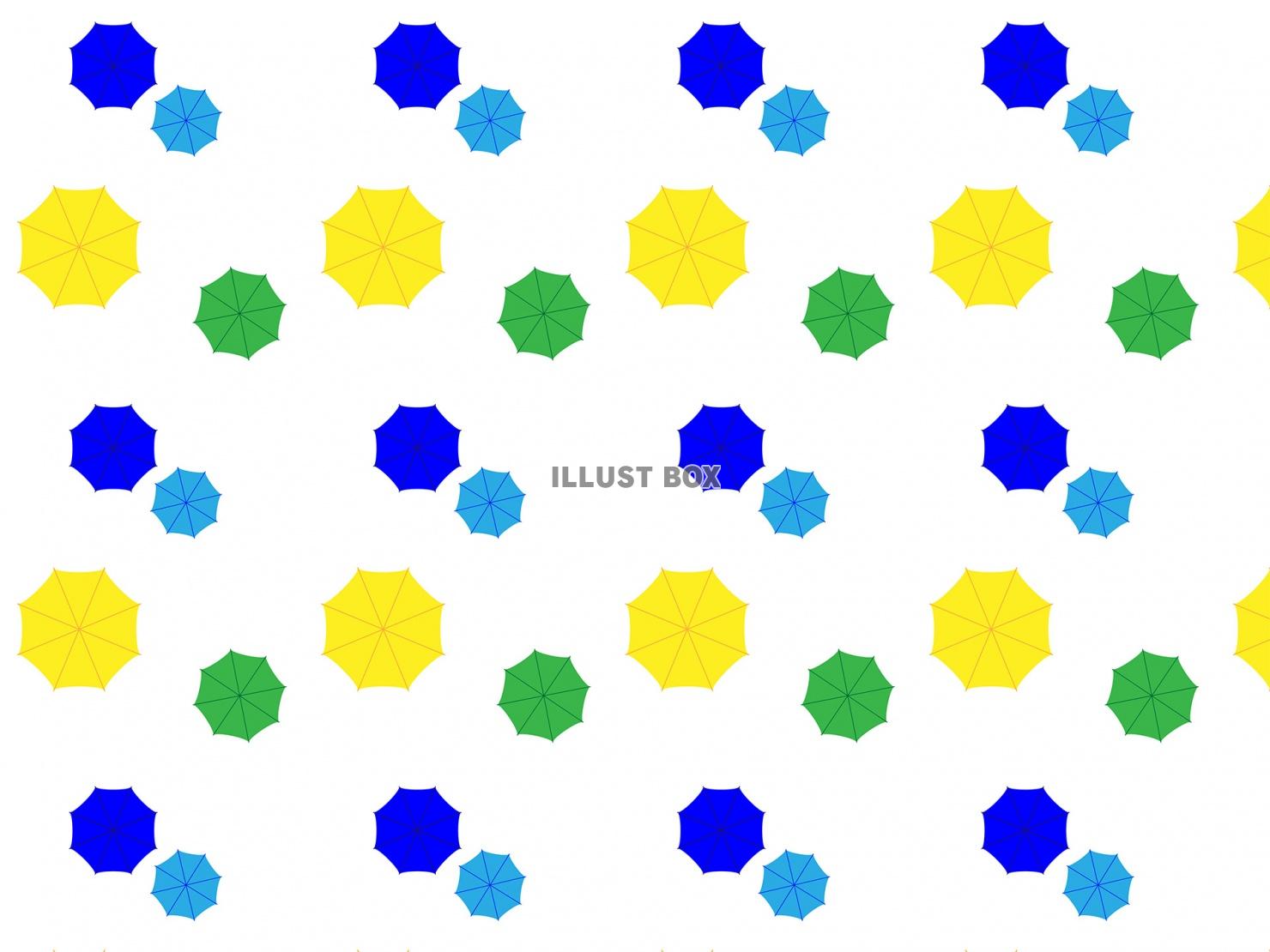 カラフルな傘の柄の背景　上から見た傘　青系