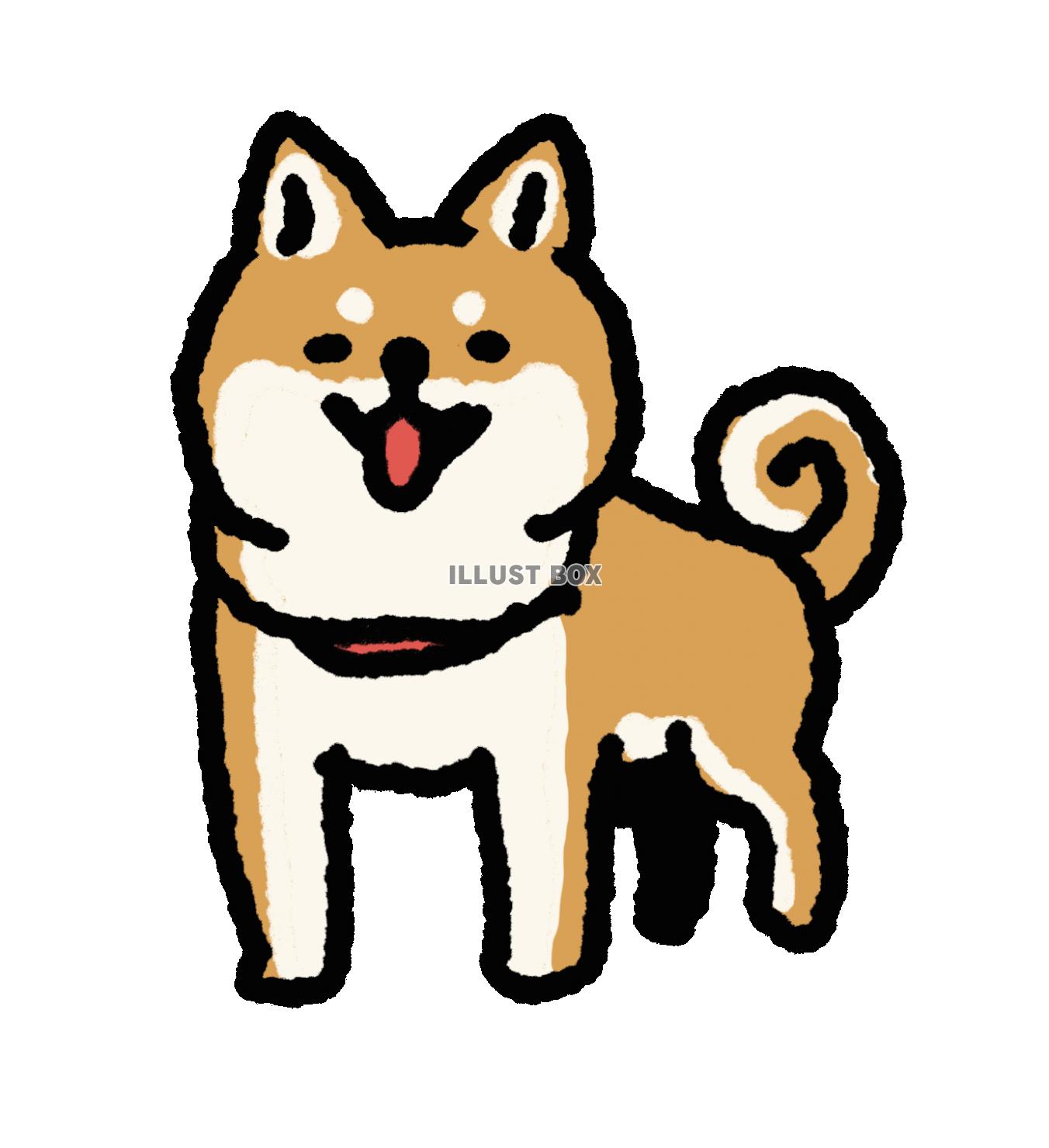 無料イラスト ご主人を笑顔で待つかわいい柴犬