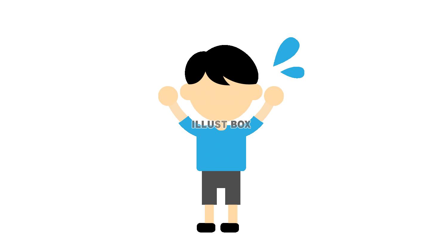 人物_男の子・焦る・汗・大変・忙しい