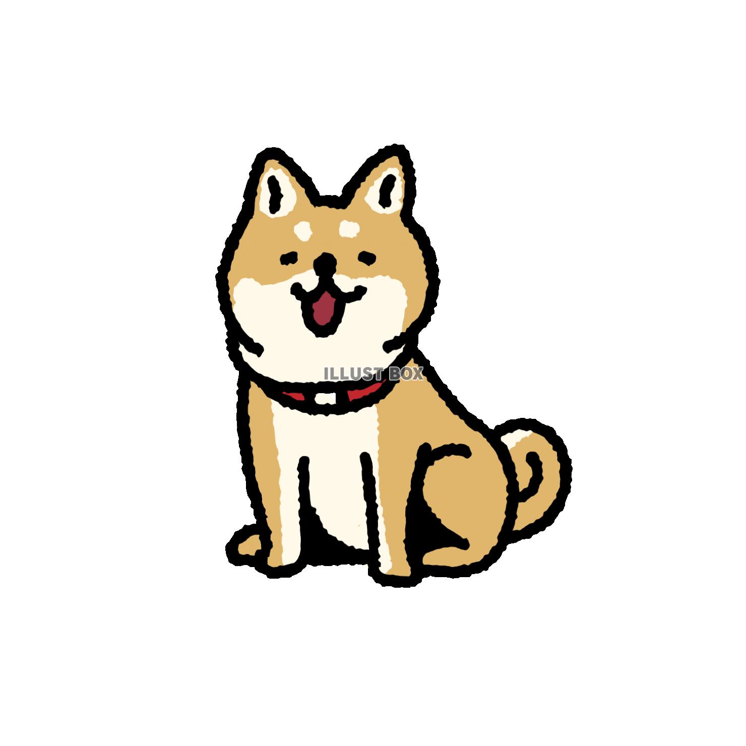 無料イラスト お座りするかわいい柴犬