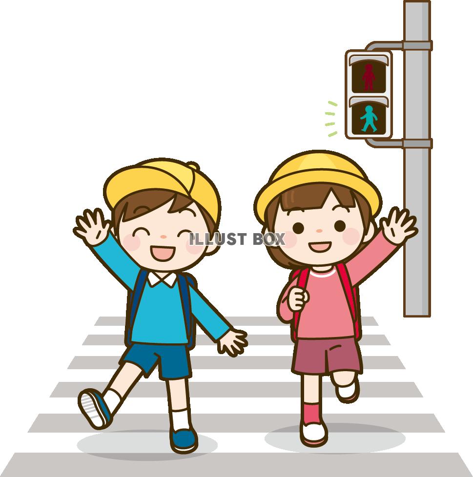 横断歩道を渡る子供
