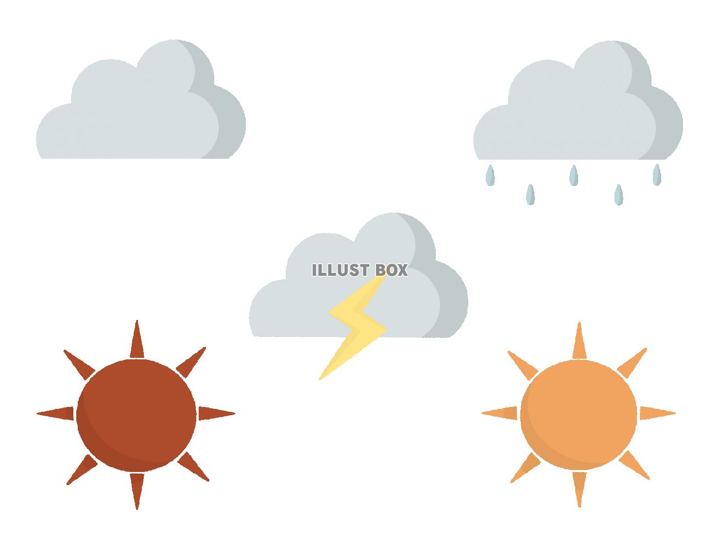 お天気マーク　セットのイラスト　線なし