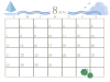 ２０２２年　８月のカレンダー　ヨットと雲