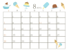 ２０２２年　８月のカレンダー　スイーツ