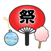 祭りうちわ水ヨーヨーわたあめ　透過png