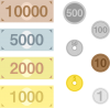 紙幣と硬貨セット