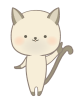 片手をあげるシャム猫のイラスト　線あり