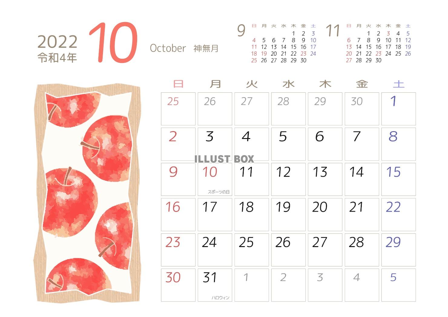 2022年10月果物カレンダー　りんご