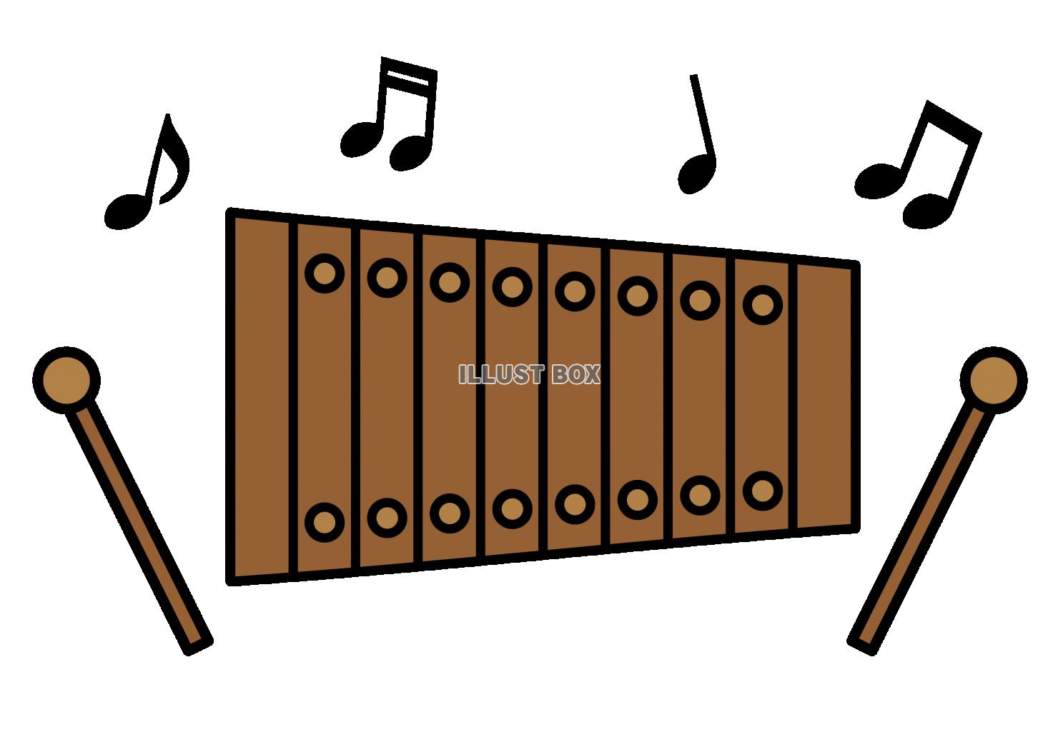 5_イラスト_木琴・茶色・音符