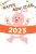 2023年年賀状-ゴールするうさぎ-卯年