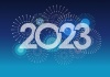 年賀状素材　2023年のロゴと花火の背景イラスト