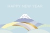 富士山の和柄年賀状テンプレート