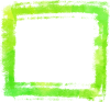 水彩タッチのラフな四角フレーム（グリーン）