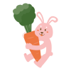にんじんを持つウサギ（ピンク）