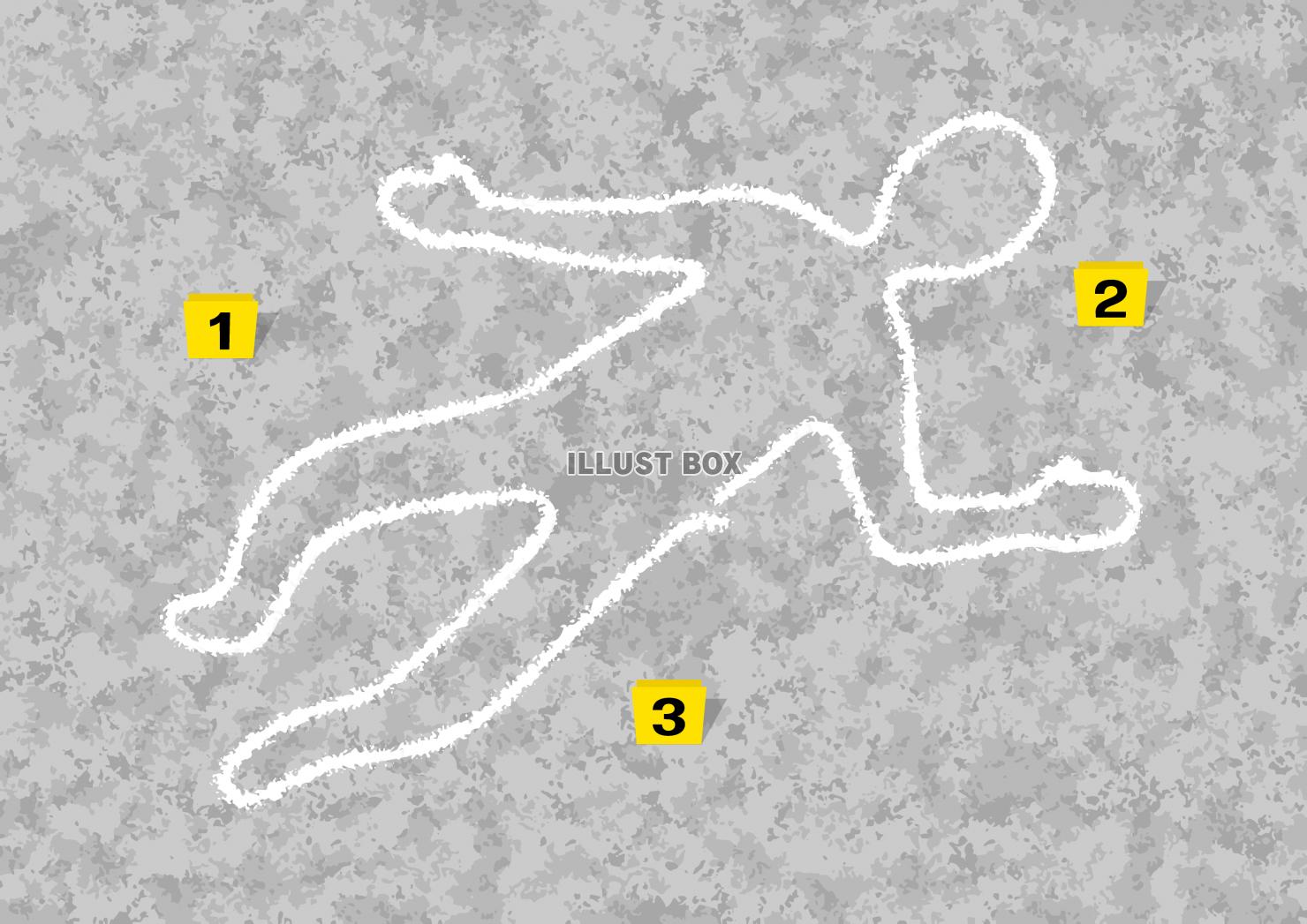 事件現場　チョークで描かれた被害者の人型　捜査