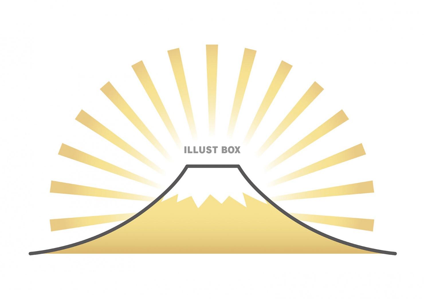 富士山と日の出のシンボルイラスト