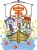 かわいいうさぎの七福神と宝船のイラスト