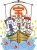 かわいいうさぎの七福神と宝船のイラスト