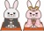 着物姿のかわいいうさぎのペアイラスト