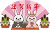 着物姿のかわいいうさぎのペアイラスト