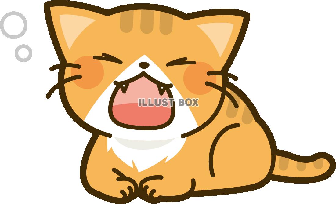 無料イラスト あくびをする猫