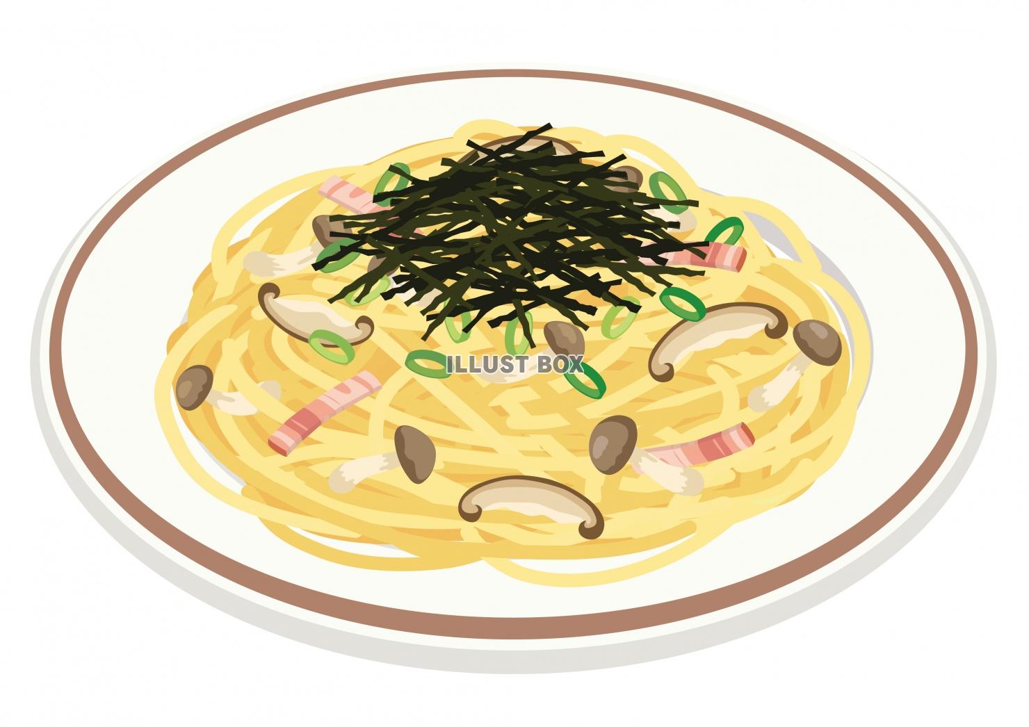 無料イラスト 食事 洋食シリーズ パスタ 和風きのこスパゲティー