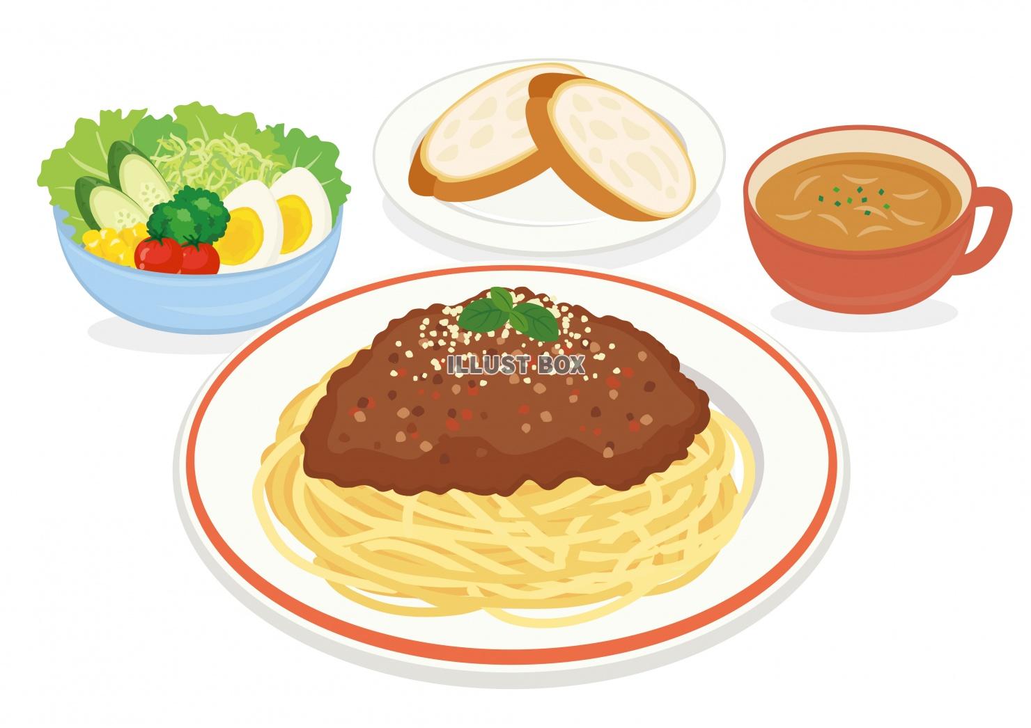 食事★洋食シリーズ★パスタ★ミートソーススパゲティー★背景白