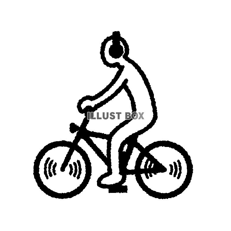 シンプル人物ポーズシリーズ　音楽聴きながら自転車に乗る人
