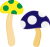 きのこ06　黄色と緑　青と白