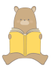 本を読むクマのイラスト　線あり