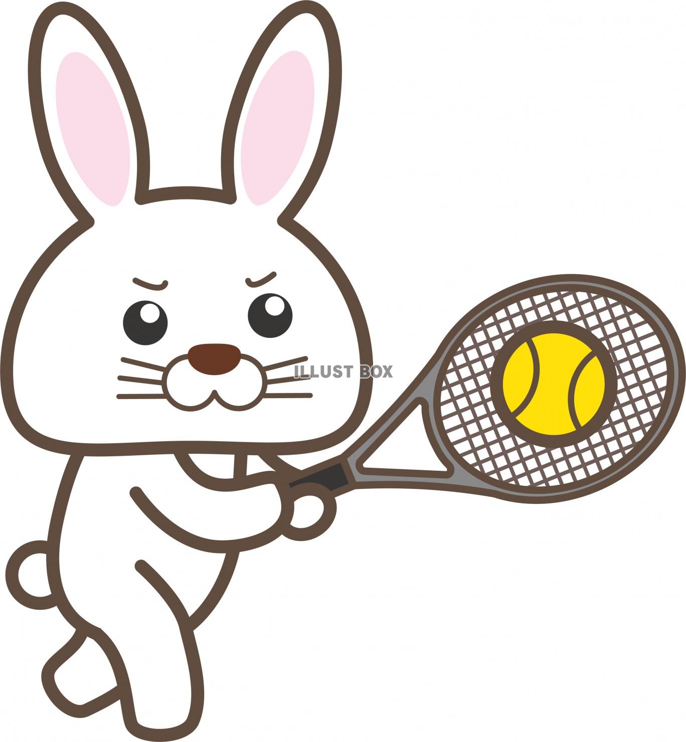 うさぎのスポーツシリーズ・テニスのイラスト