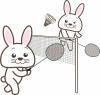 うさぎのスポーツシリーズ・バドミントンのイラスト