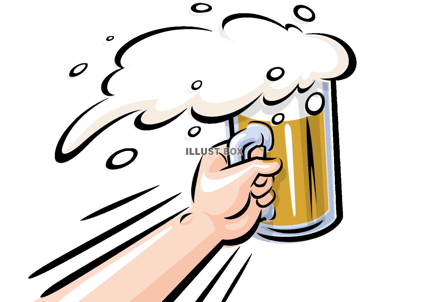 手描き風　ジョッキの生ビール　乾杯　宴会のイメージ 