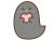 ハートを抱きしめる灰色おばけ
