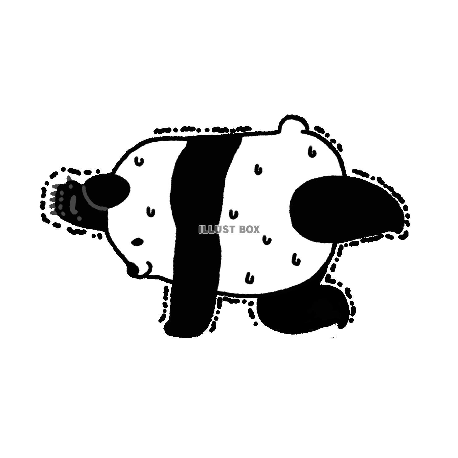 無料イラスト パンダシリーズ横ヨガ猫のバランスポーズ2