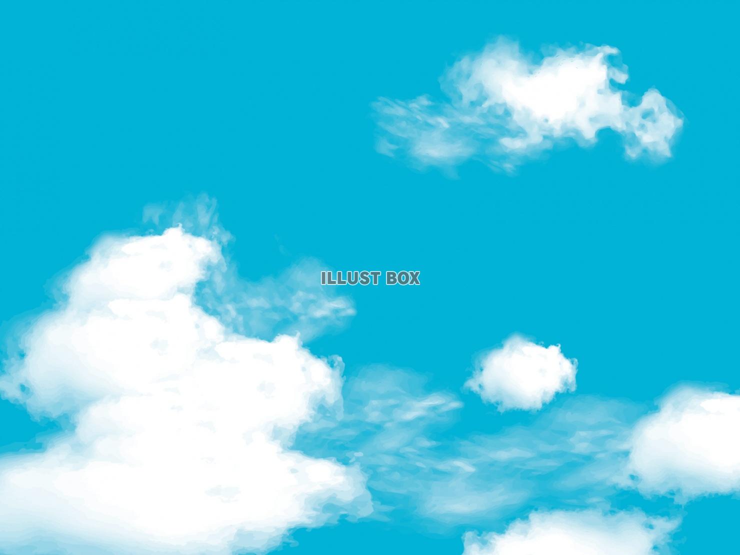 鮮やかな青空と雲のシンプルなイラスト背景