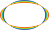華やかな虹色　レインボーカラーのリボン　楕円のフレーム 