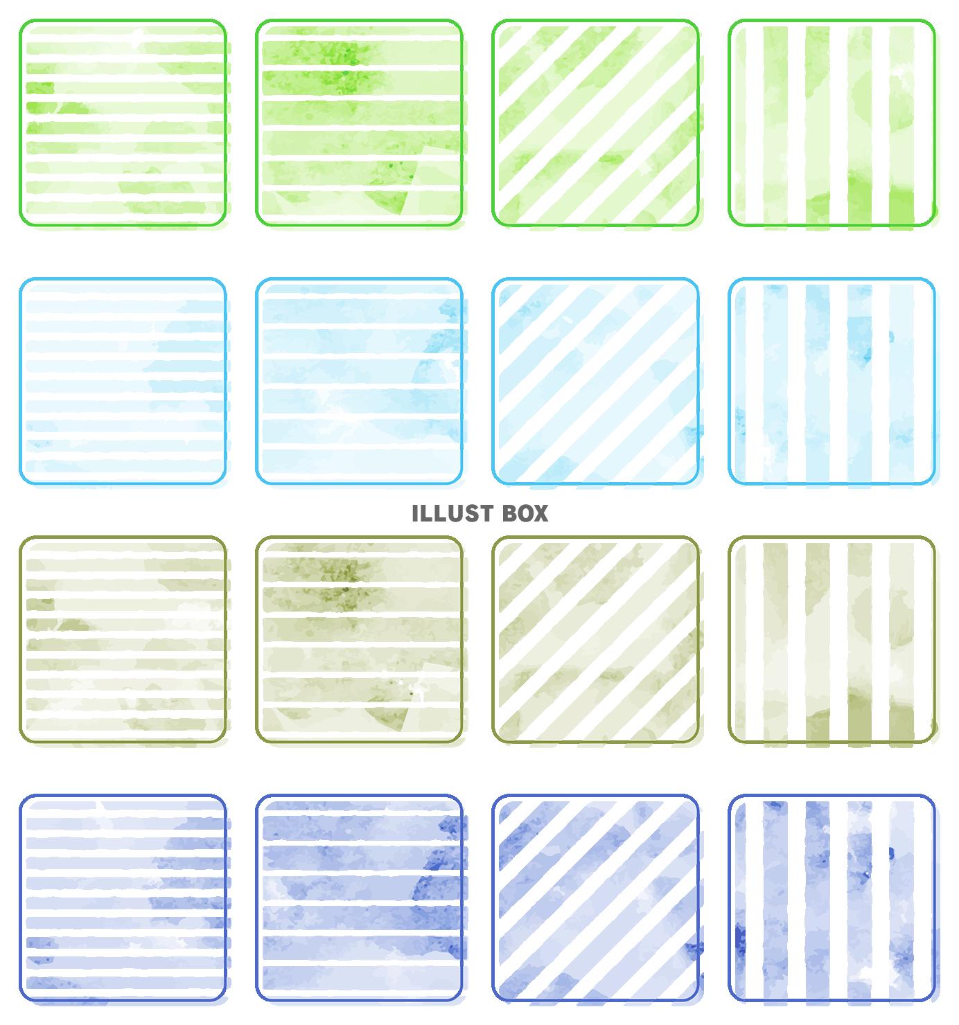 ラフな水彩ストライプの正方形フレームセット
