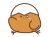 ウィンクで手を振って座ってるひよこ（地鶏）