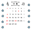 2022年11月・花・音符・水色