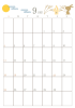 ２０２２年　９月のカレンダー（縦）　お月見