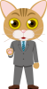 擬人化したスーツ姿の猫のビジネスマン　挨拶のポーズ