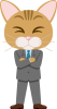 擬人化したスーツ姿の猫のビジネスマン　腕組みのポーズ