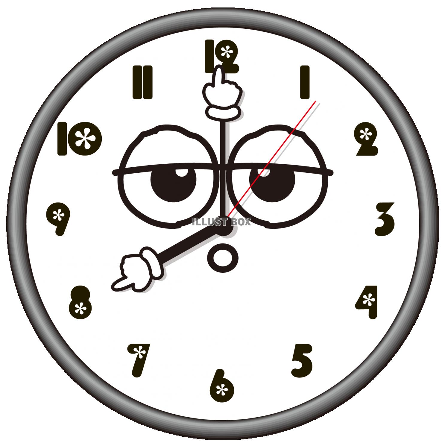 眠そうな時計（透過PNG）３倍拡大可能