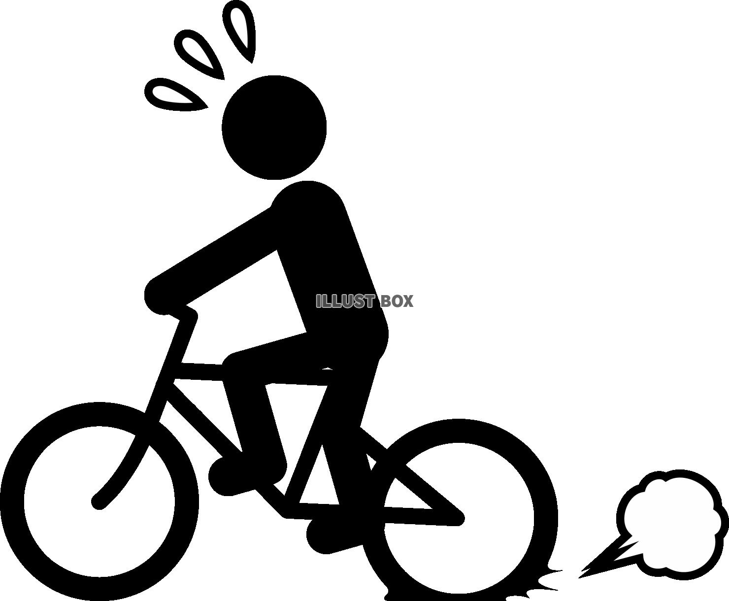 無料イラスト 自転車のパンク ピクトグラム