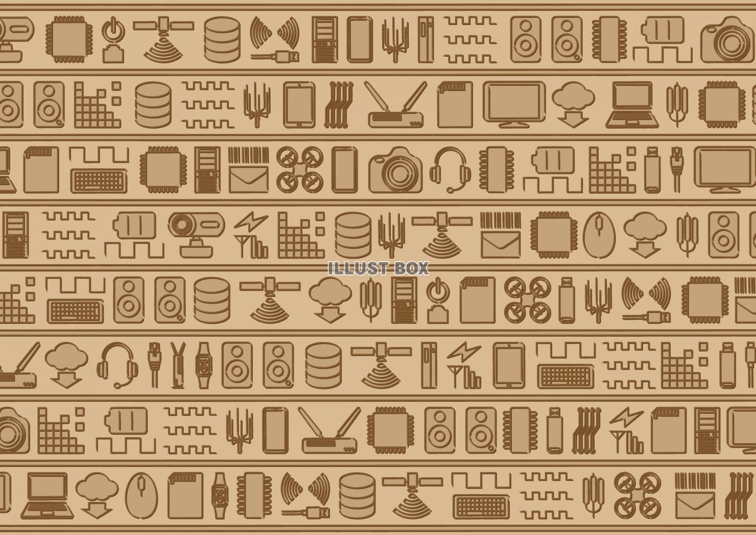 古代エジプトの壁画ヒエログリフ風　デジタルIT機器のイメージ