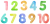 水彩タッチの数字（丸文字）無地