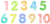 水彩タッチの数字（丸文字）ドット