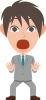 若いイケメンなビジネスマン　びっくり　驚く　ポーズ